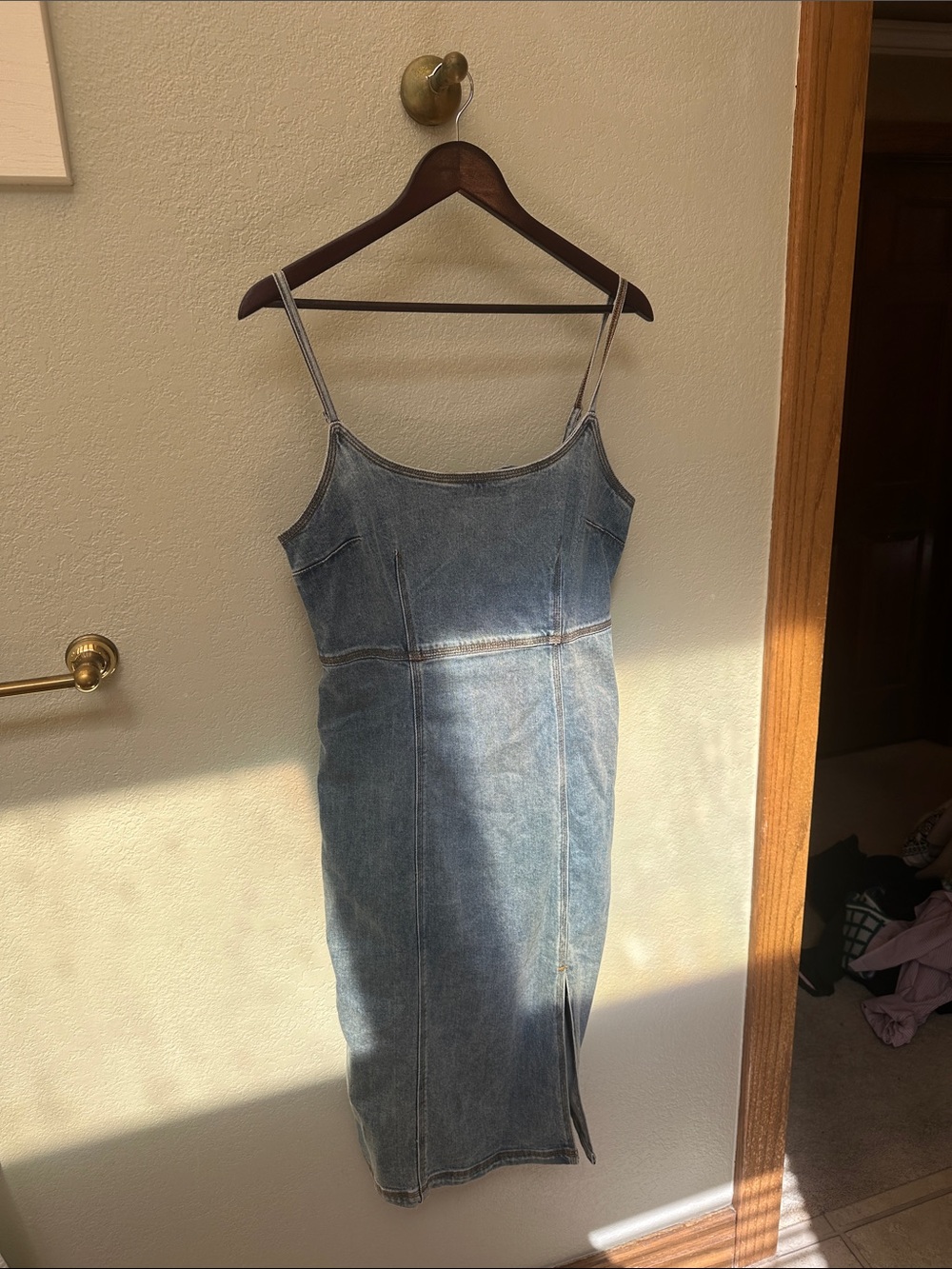 Steve Madden Washed Blue Denim Midi Slip Dress